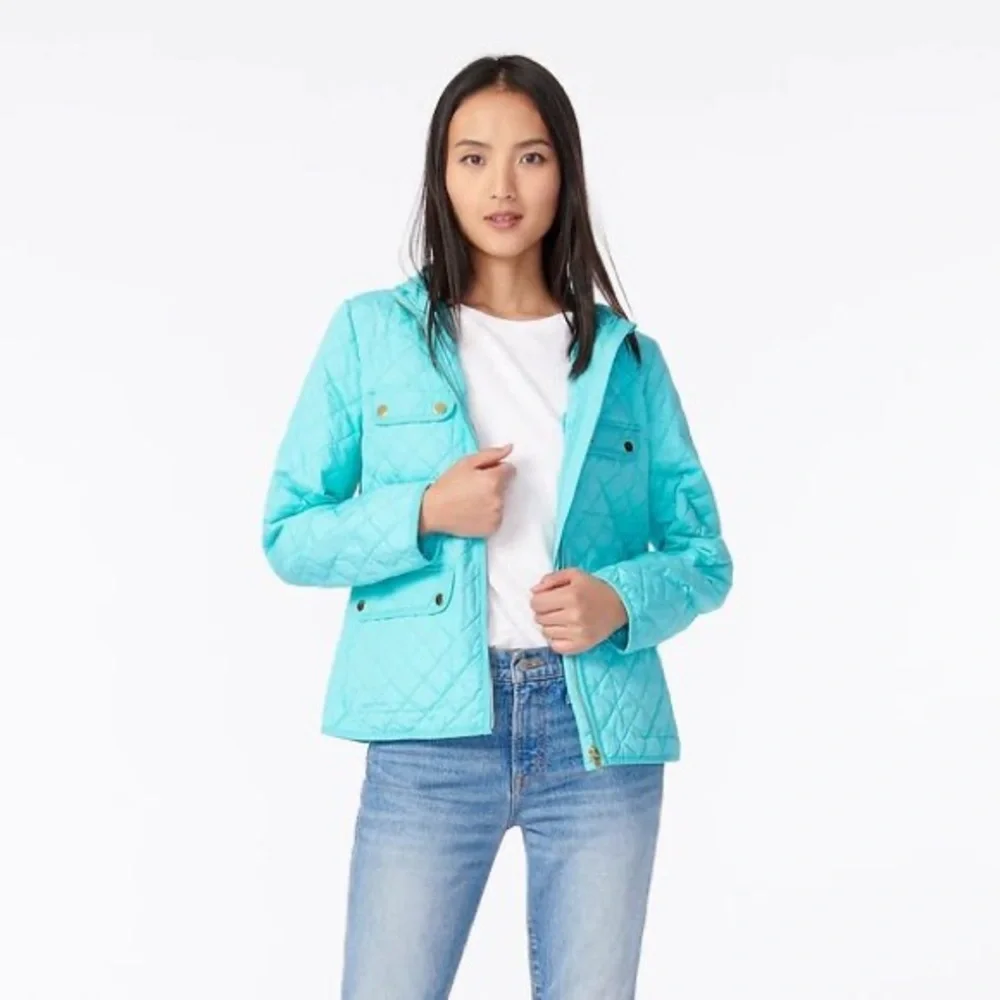 NWT J. Crew Quilted Field Jacket With PrimaLoft Vivid Sky Blue Size XS - Picture 2 of 6